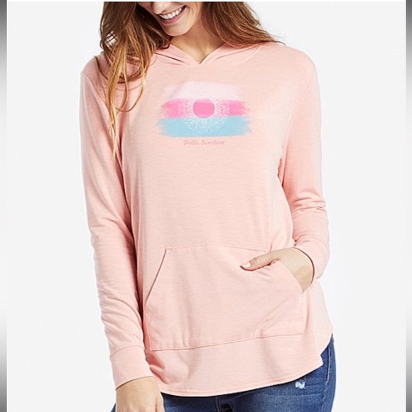 Life Is Good Tops - Life is Good Chalky Peach “Hello Sunshine” Pullover Hoodie Size XL Women